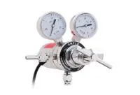 Регулятор баллонный с нагревом AMFLO R198CG-4M-220 (CO2)  220V 190W никелированная латунь  с 2-мя манометрами, давление на входе до 150 бар. PRV. произв 14м3/час / Regulator R198CG-4M-220