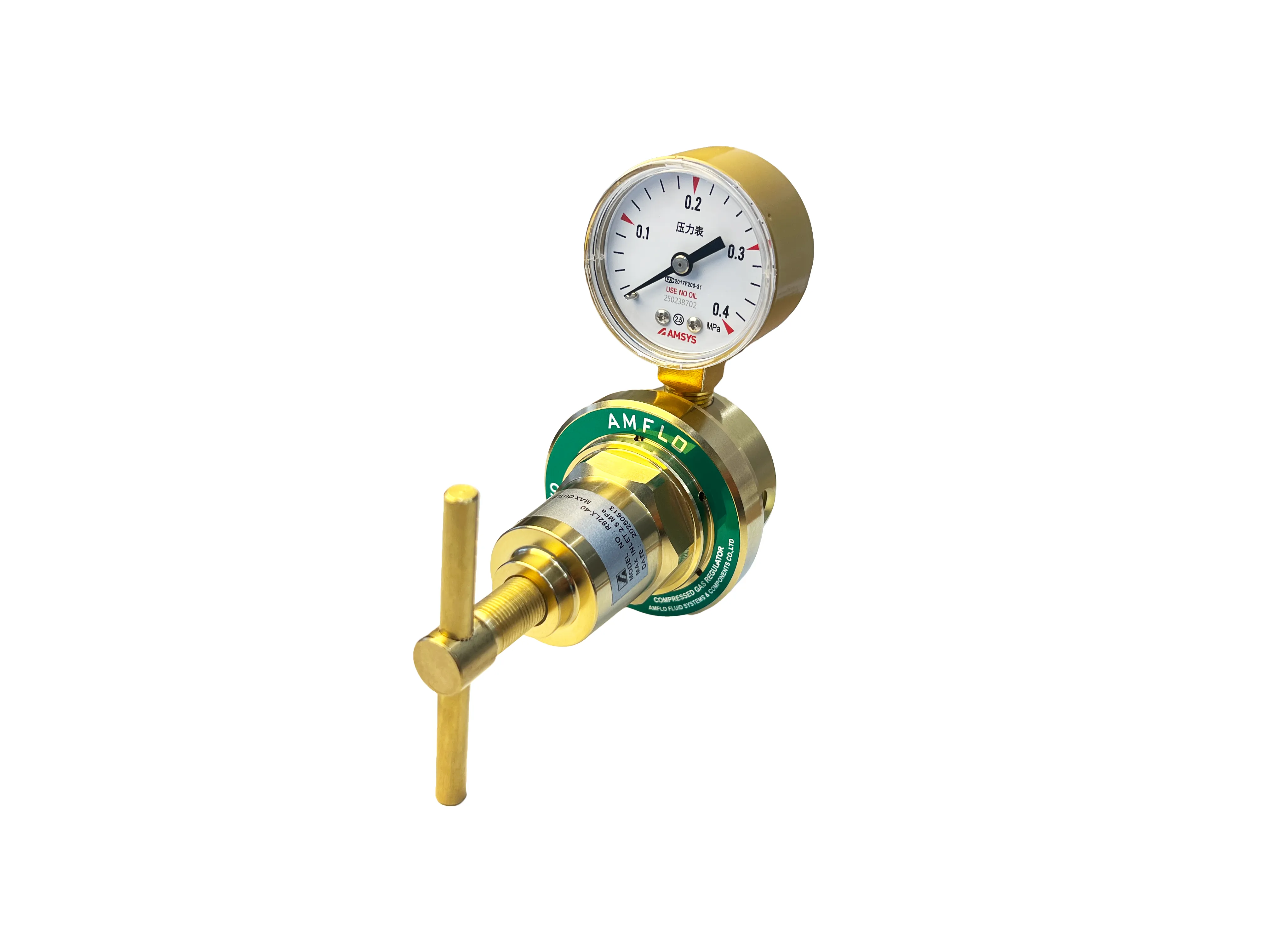 Регулятор линейный пропановый AMFLO R82LF-125-N (LPG)  латунь  с 1-им манометром, давление на входе до 25 бар. произв 14м3/час / Regulator R82F-125-N